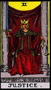 Justice Tarot Upright Meaning by The Tarot Guide, Learn How to Read Tarot Cards, Major Arcana, General Interpretation, Love, Relationships, Money, Finance, Health, Spirituality, Keywords, Tarot Reading, Tarot Readers, Psychic, Clairvoyant, Reiki, Palm, Online, Skype, Email, In-person Tarot Readings, Dublin, Ireland, UK, USA, Canada, Australia, How Someone Sees You, Feels About You, Job Offer, Feelings¸ Outcome
