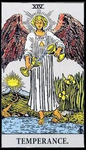 Temperance Tarot Upright Meaning by The Tarot Guide, Learn How to Read Tarot Cards, Major Arcana, General Interpretation, Love, Relationships, Money, Finance, Health, Spirituality, Keywords, Tarot Reading, Tarot Readers, Psychic, Clairvoyant, Reiki, Palm, Online, Skype, Email, In-person Tarot Readings, Dublin, Ireland, UK, USA, Canada, Australia, How Someone Sees You, Feels About You, Job Offer, Feelings¸ Outcome