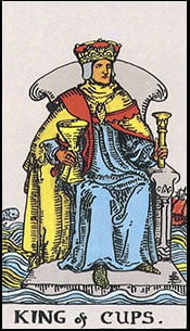 King of Cups Tarot Upright Meaning by The Tarot Guide, Learn How to Read Tarot Cards, Minor Arcana, General Interpretation, Love, Relationships, Money, Finance, Health, Spirituality, Keywords, Tarot Reading, Tarot Readers, Psychic, Clairvoyant, Reiki, Palm, Online, Skype, Email, In-person Tarot Readings, Dublin, Ireland, UK, USA, Canada, Australia, How Someone Sees You, Feels About You, Job Offer, Feelings¸ Outcome