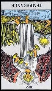 Temperance Tarot Reversed Meaning by The Tarot Guide, Learn How to Read Tarot Cards, Major Arcana, General Interpretation, Love, Relationships, Money, Finance, Health, Spirituality, Keywords, Tarot Reading, Tarot Readers, Psychic, Clairvoyant, Reiki, Palm, Online, Skype, Email, In-person Tarot Readings, Dublin, Ireland, UK, USA, Canada, Australia, How Someone Sees You, Feels About You, Job Offer, Feelings, Outcome