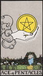 Ace of Pentacles Tarot card upright and reversed meaning by The Tarot Guide, Minor Arcana, Ace of Pentacles Tarot, Ace of Pentacles Tarot meaning, Ace of Pentacles reversed, Ace of Pentacles Tarot reversed, Ace of Pentacles Tarot reading, Tarot Dublin