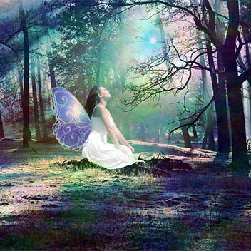 Angelic Fairy in the Forest, Artwork from The Tarot Guide www.TheTarotGuide.com #fairyart #fairy #tarot #tarotreading #art