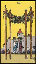 Learn how to read Tarot, Four of Wands Tarot Card Upright and Reversed, 4 of Wands Tarot, Relationships, Love, Career, Money, Health, Spirit, Ireland, UK, USA, Canada, Australia, NZ, Online Tarot Reading, how someone ees you, feels about you, future, work, single, outcome, personality