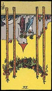 Four of Wands Tarot Reversed Meaning by The Tarot Guide, Learn How to Read Tarot Cards, Minor Arcana, General Interpretation, Love, Relationships, Money, Finance, Health, Spirituality, Keywords, Tarot Reading, Tarot Readers, Psychic, Clairvoyant, Reiki, Palm, Online, Skype, Email, In-person Tarot Readings, Dublin, Ireland, UK, USA, Canada, Australia, How Someone Sees You, Feels About You, Job Offer, Feelings, Outcome