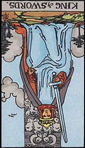 King of Swords Tarot Reversed Meaning by The Tarot Guide, Learn How to Read Tarot Cards, Minor Arcana, General Interpretation, Love, Relationships, Money, Finance, Health, Spirituality, Keywords, Tarot Reading, Tarot Readers, Psychic, Clairvoyant, Reiki, Palm, Online, Skype, Email, In-person Tarot Readings, Dublin, Ireland, UK, USA, Canada, Australia, How Someone Sees You, Feels About You, Job Offer, Feelings, Outcome