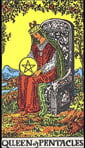 Queen of Pentacles Tarot card upright and reversed meaning by The Tarot Guide, Minor Arcana, free Tarot, Tarot Queen of Pentacles, Queen of Pentacles reversed, Queen of Pentacles Tarot reversed, Queen of Pentacles Tarot card reversed, Tarot reading Dublin