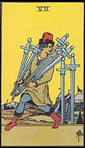 Seven of Swords Tarot card upright and reversed meaning by The Tarot Guide, Minor Arcana, Seven of Swords Tarot, Tarot card meanings, Seven of Swords Tarot card, Seven of Swords Tarot meaning, Seven of Swords Tarot reading, Tarot reading Dublin, Taro