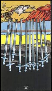 Ten of Swords Tarot Reversed Meaning by The Tarot Guide, Learn How to Read Tarot Cards, Minor Arcana, General Interpretation, Love, Relationships, Money, Finance, Health, Spirituality, Keywords, Tarot Reading, Tarot Readers, Psychic, Clairvoyant, Reiki, Palm, Online, Skype, Email, In-person Tarot Readings, Dublin, Ireland, UK, USA, Canada, Australia, How Someone Sees You, Feels About You, Job Offer, Feelings, Outcome